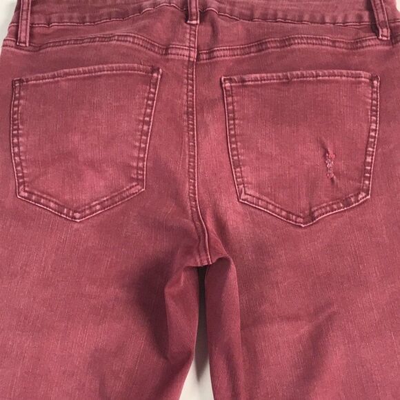 REFUGE Distressed Burgundy Maroon Skinny Jeans Womens Sz 8 Ripped Stretch Denim - Picture 3 of 13